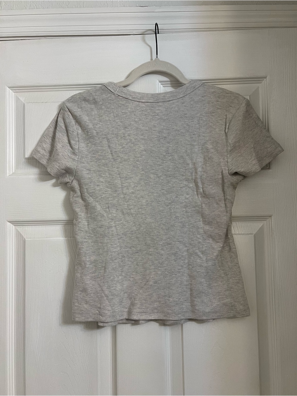 Old Navy Heather Gray Ribbed Short Sleeve Tee - Picture 2 of 4